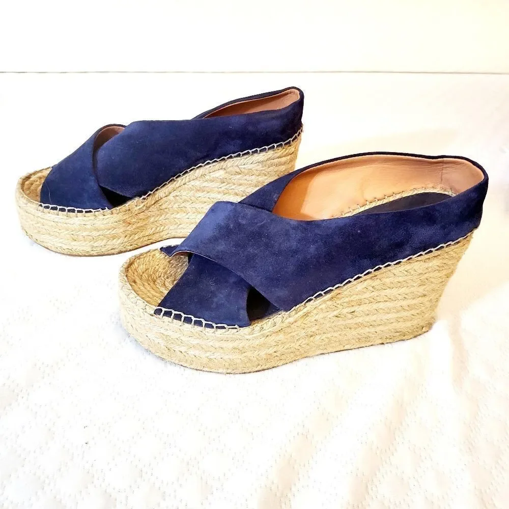 Sigerson Morrison Navy Wedges Sandals  Size 8